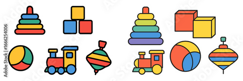 Assorted Children's Playthings, Minimalist flat design