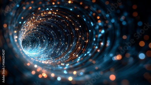 Wallpaper Mural Abstract Glowing Tunnel with Blue and Orange Bokeh Light Effects Torontodigital.ca