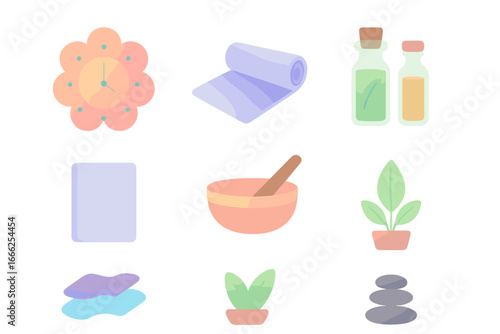 Wellness and Spa Icons Set, Minimalist flat design