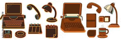 Vintage Supplies Assortment, Minimalist flat design
