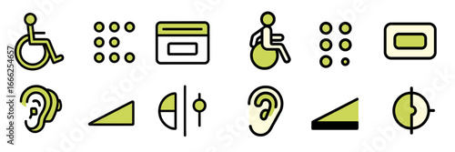 Accessibility and Disability Symbols Set, Minimalist flat design