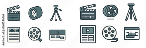 Filmmaking and Video Production Symbols, Minimalist flat design