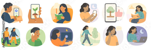 Modern Daily Life and Digital Communication, Minimalist flat design