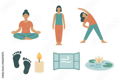 Wellness and Self-Care Icons, Minimalist flat design