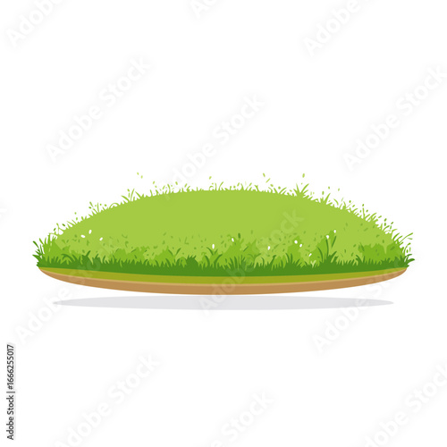 Cartoon patch of grass with small flowers, isolated on black for springtime or outdoor design elements