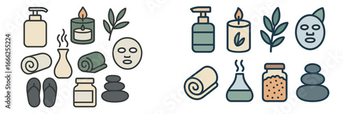 Spa and Wellness Flat Icons Set, Minimalist flat design