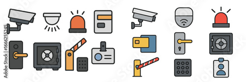 Security and Access Control Icons, Minimalist flat design