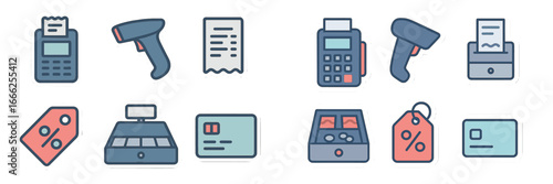 Retail Payment and Discount Symbols, Minimalist flat design