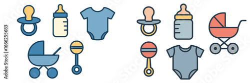 Baby Essentials Flat Icons, Minimalist flat design