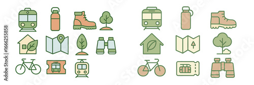 Outdoor Recreation and Eco-Tourism Symbols, Minimalist flat design