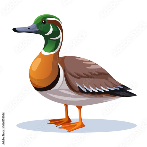 Colorful duck illustration standing wildlife bird fowl waterfowl animal vector
