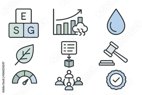 ESG icons for sustainability and corporate responsibility