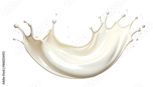 vanilla milk splash creating curved shape, isolated on a transparent background, ideal for food and beverage projects with space arround the object 