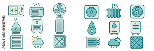 Climate and Air Quality Icons, Minimalist flat design