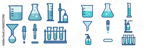 Laboratory Equipment Set, Minimalist flat design