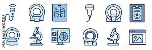 Medical Diagnostic and Imaging Equipment Icons, Minimalist flat