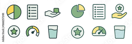 Business Icons with Charts and Performance Indicators