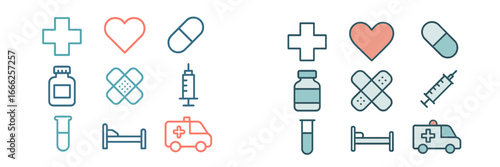 Medical and Health Care Icons Set, Minimalist flat design