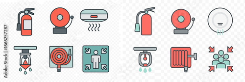 Fire Safety and Emergency Symbols Collection, Minimalist flat design