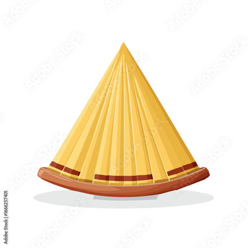 Asian conical hat, traditional headwear illustration, East Asian sun hat, Vietnamese headwear.