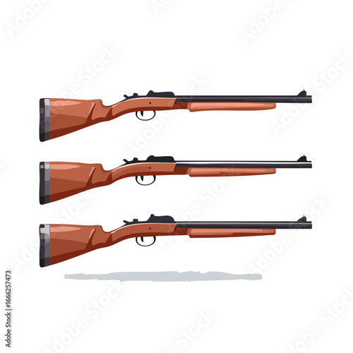 Three Antique Rifles on a Black Background, Weapon Collection