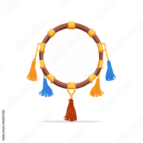 Decorative frame with tassels illustration colorful ethnic ornamental circle empty space announcement template invitation decoration