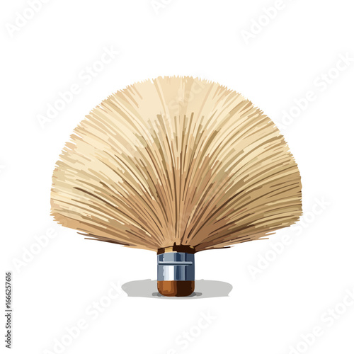 Fan makeup brush illustration for beauty applications Cosmetics applicator tool with synthetic bristles for professional glamour