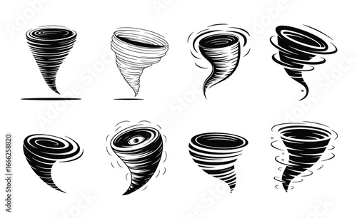 Black and white tornado illustrations twister storm