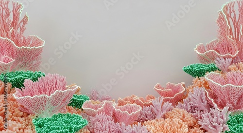 Vibrant coral reef teeming with life, ocean floor backdrop