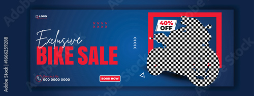 Motorcycle Sale Promotion with 40 Percent Off on a Blue Background