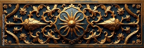 Intricate bronze pattern, highlighted details, rich color variations, weathered, design