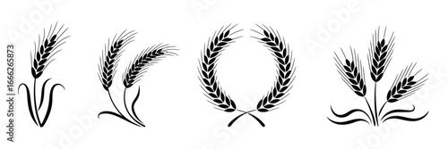 Black wheat stalks and wreath grain agriculture
