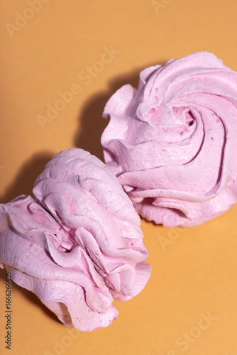 Wallpaper Mural White sugar free marshmallows arranged on orange background, diet friendly confection for healthy food lovers. Torontodigital.ca