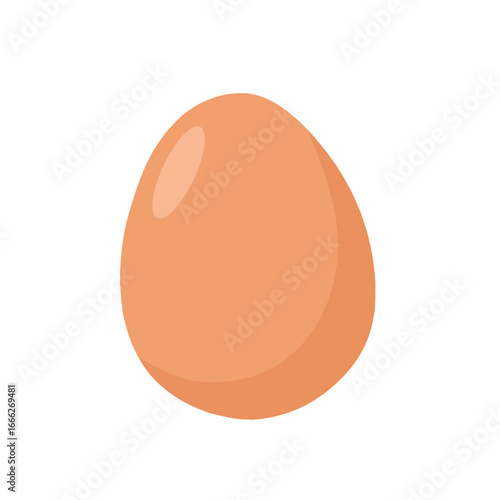 Vector illustration of a whole brown egg. Simple food element symbolizing organic nutrition, breakfast, protein source, natural farm product, and cooking ingredient design