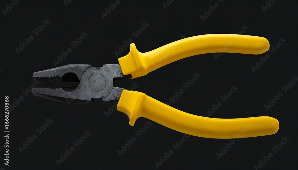 Fototapeta premium Yellow-Handled Pliers on a Dark Textured Background