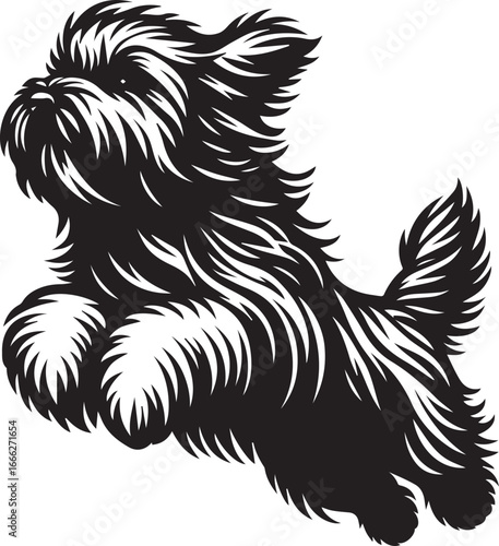 Briard Dog vector in black and white 