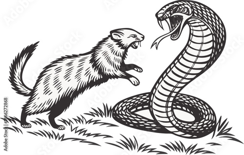Ferret fiercely confronts a cobra in a dramatic struggle