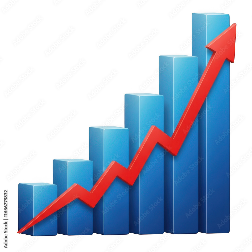 Rising graph isolated on transparent background Rising graph isolated on transparent background