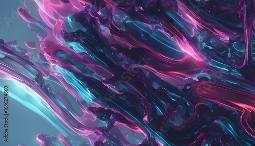 Abstract Neon Fluid Waves Background Colorful Pink and Blue Energy Flow