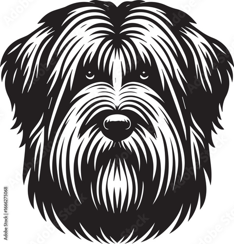 Briard Dog vector in black and white 