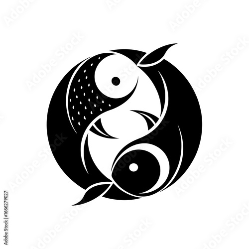 Stylized koi fish yin yang symbol vector illustration scalable graphic design