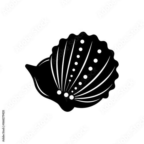 Detailed seashell with pearls vector graphic scalable illustration for marine themes and jewelry designs