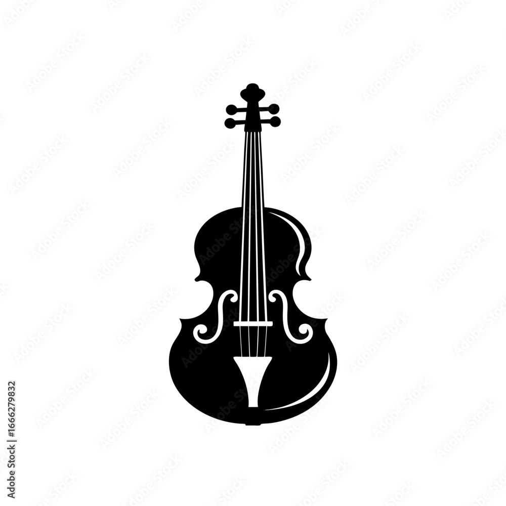 Obraz premium Elegant violin silhouette icon vector graphic timeless musical instrument art