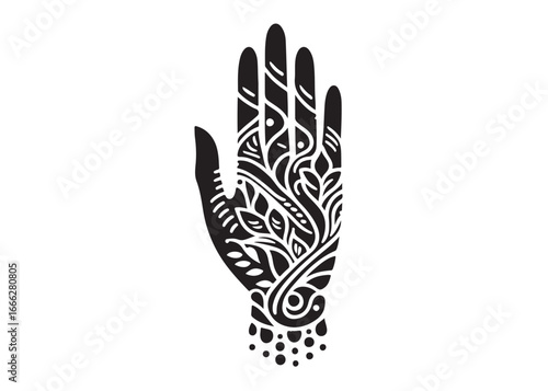 hand mehndi logo silhouette vector, mehendi silhouette vector illustration, mehndi henna tattoos silhouette vector, wedding mehndi design logo silhouette vector on white background 