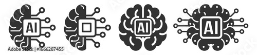 AI brain chip neural network processor icon on transparent background