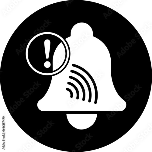 Alert notification bell icon with warning symbol for urgent alerts and important messages