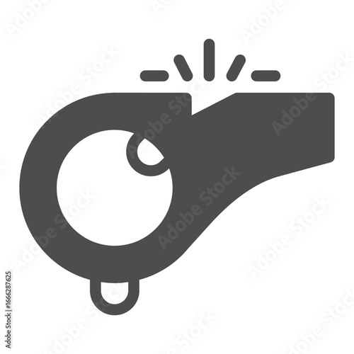 Sport whistle solid icon, sport concept. Vector graphics. Referee whistle tool, accessory sign on white background, glyph style icon for mobile or web design.