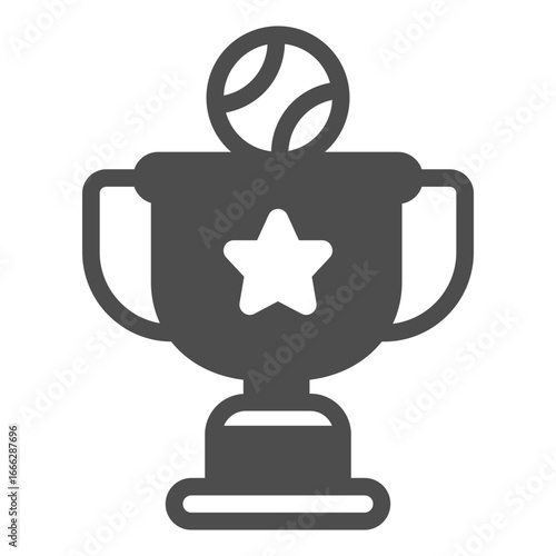 Baseball winner cup solid icon, baseball game concept. Vector graphics. Game trophy, sport award sign on white background, glyph style icon for mobile or web design.