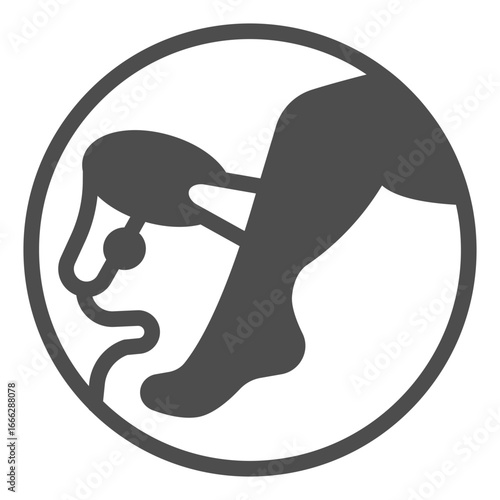 Woman leg skin with depilator tool solid icon, spa salon concept. Vector graphics. Skin hair depilation process bubble sign on white background, glyph style icon for mobile or web design.