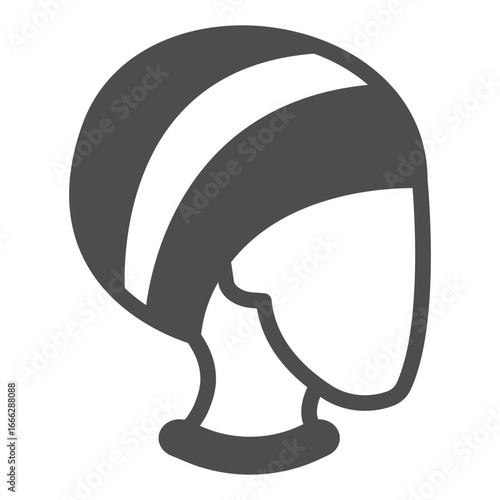 Towel on woman head solid icon, spa salon concept. Vector graphics. Head with shawl after hair washing, bath time sign on white background, glyph style icon for mobile or web design.